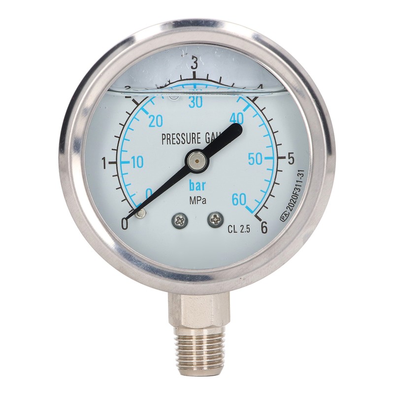 Pressure Gauge Stainless Steel Vibration Resistant Oil Manometer 1/4in NPT