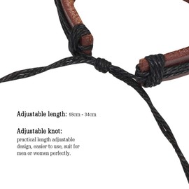 flintronic Leather Bracelet, 6Pcs Adjustable Fashion Punk Braided Men & Women Rope Bracelet Cuff Vintage Bracelets Wrap Set Series