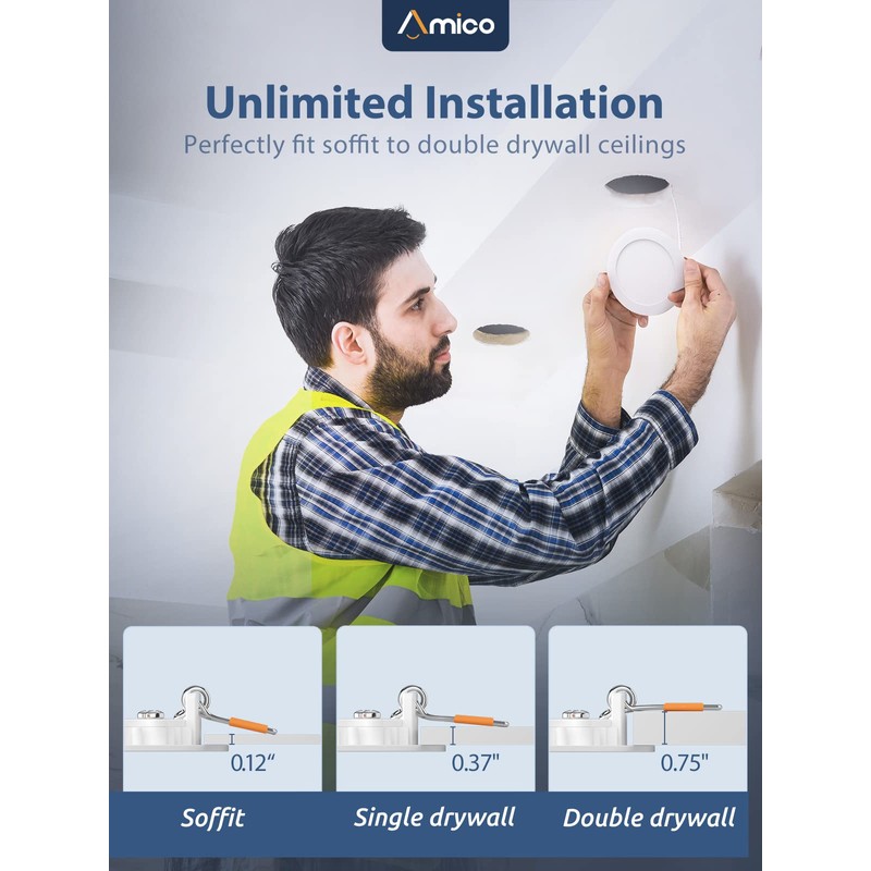 Amico1 Pack 4 Inch 5CCT Ultra-Thin LED Recessed Ceiling Light