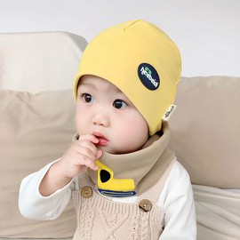 HEOXIN Baby Children's Hat Scarf Set, Beanie Hat Hats and Scarves, Pentagram / Digger / Rabbit / Tie Bow Baby Hat and Scarf Set for 6-36 Months Girls Baby Boy Unisex, M-L, yellow