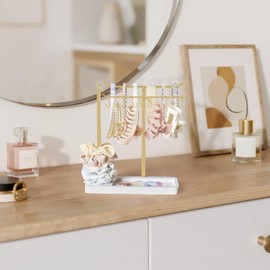 Dahey - Soporte para diadema multifuncional, organizador de accesorios para el cabello, exhibición de horquillas, pinzas y coleteros, soporte de metal para joyería, elegante decoración para dormitorio