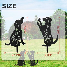 PokShow 2 Pack Metal Dog Garden Decor, 15" Labrador Dog Gifts for Women/Men Dog Lovers Gifts，Black Dog Silhouette Outdoor Decor,Outdoor Dog Statues for Yard Art,Garden Decorations, Lawn Ornaments