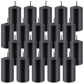 Set of 20 | 2X 4 inch Tall Pillar Candles, Soy Wax. Perfect for Candlelight Dinner, Home Decoration, Party, Wedding.(Black)