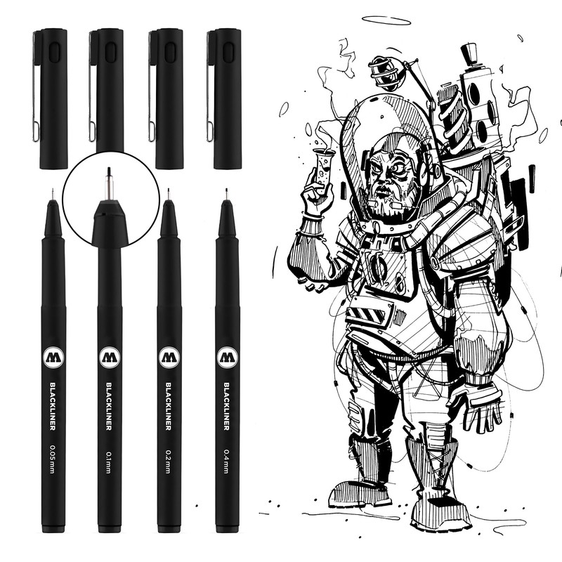 Molotow Blackliner Black Marker Brush - MO200486, Black