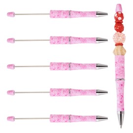 KISSITTY Valentine's Day Theme Beadable Pens 5pcs Ball Point Pens Pink Bead Pens for Pen Making Students Teacher Wedding Graduation Party Gift Office Supplies