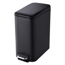 HILFA 5 Liter/1.3 Gallon Compact Stainless Steel Rectangular Step Trash Can, Bathroom and Kitchen, Matte Black, SB3200-MB