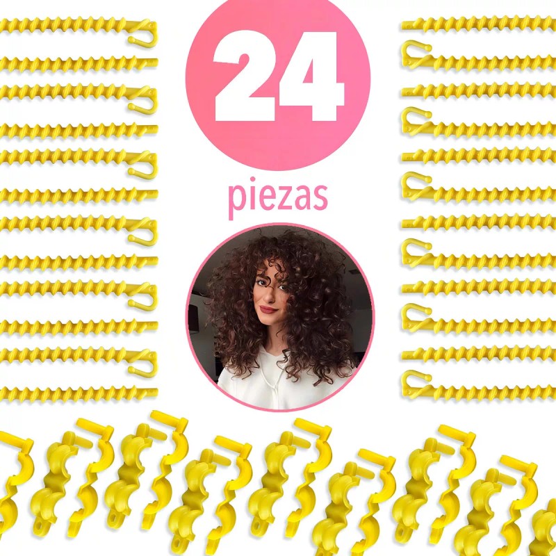 STYLIST Espiral Amarillo Para Rizos Permanentes Paquete Con 24 Pzas