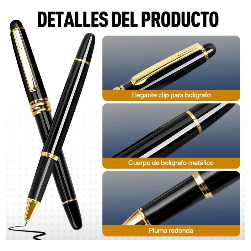 Pluma Elegante Premium De 2 Piezas - ¡incluye 8 Repuestos!