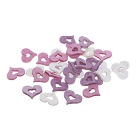 Wooden Hearts - Confetti - Wooden Hearts - Table Decoration - Mini - Approx. 2 x 1.5 cm / 2 mm Thickness - 1 Pack = 144 Pieces - 3 Assorted Colours - White - Pink - Purple - 13404