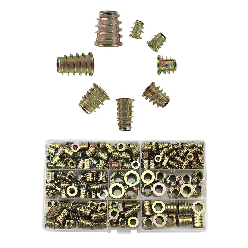 Threaded Insert Nuts, 222 Pcs Zinc Alloy D Nuts,Hexagon Socket