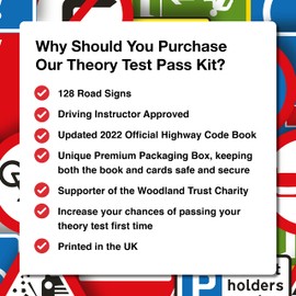 Theory Test Experts Pass Kit - The Highway Code 2023 UK + 128 Road Signs Flash Cards 2023 UK - Driving Instructor Approved - Driving Test Gifts For Teenage Boys & Girls 16-18 Years