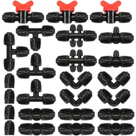 Copadri 25 Pieces 1/2 Inch Drip Irrigation Fittings Kit, 1/2'' Drip Line Barbed Fittings for 1/2 Inch Irrigation Tubing (1/2" ID x 0.640" OD) Anti-Leak Lock Nut Connectors for Garden Drip System
