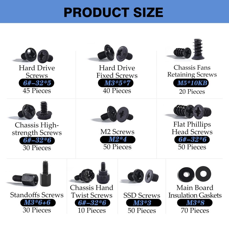 400PCS Computer Screws Motherboard Standoffs Assortment Kit for Universal Motherboard,