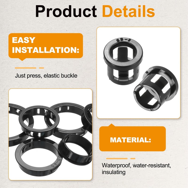 PATIKIL 48pcs Wire Grommet, 7.8mm Mounting Dia Plastic Grommets Cable