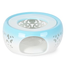 White Ceramic Candle Tea Warmer, Teapot Warmer Base for Tea/Coffee/Milk/Food Warm, Tea Ceremony Accessory