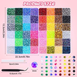 JOLCEEY 52000pcs Nail Art Rhinestones 3mm Bedazzling Kit Flat Back Gems