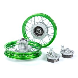 SUNQIAO CRF50 Rim, XR50 Wheels Drum Brake Shoes for XR CRF Pit Dirt Bikes Black 1.40x10 Alloy Aluminum Rims(Green)