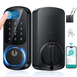 Smart Lock, Keyless Fingerprint Door Lock, Smart Locks Keyless Entry for Front Door, Electronic Touchscreen Keypad Deadbolt Remote Control Biometric Digital with Code - Auto Lock