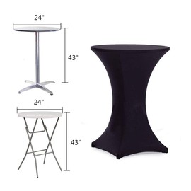 Yahpetes Chair Cover 1 Pcs Table Chair Cover Cocktail Tablecloth Round Spandex Lycra Stretch Cover Tablecloth for Bar, Wedding, Cocktail (Black, 24"X43")