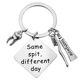 ShiQiao Spl Funny Gifts for Men Women Dental Christmas Gifts for Dentist - Same Spit Different Day Keychain Dental Nurse Birthday Gifts for Friends