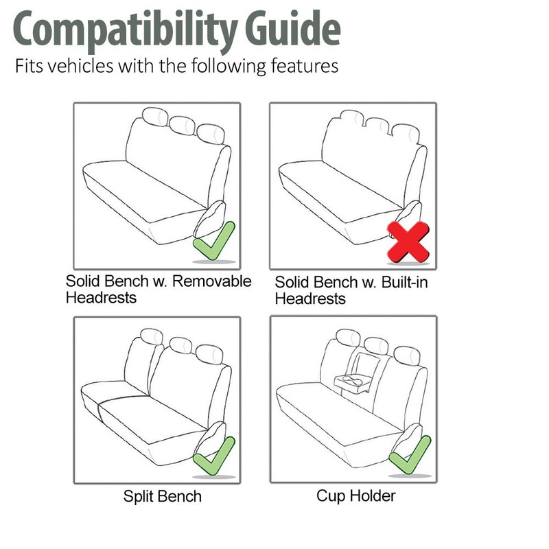 FH-PU002-1010 Classic Exquisite Leather Bench Seat Covers, Split Bench, Solid