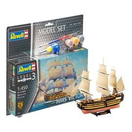 Revell Modellbausatz Schiff 1:450 - HMS Victory im Maßstab 1:450, Level 3, originalgetreue Nachbildung mit vielen Details, Segelschiff, Model Set mit Basiszubehör, 65819