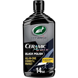 Turtle Wax 53448 Hybrid Solutions Ceramic Acrylic Black Polish and Wax Formulated for Black Car Paint, Removes Surface Scratches and Swirl Marks, Provides Water Repellency, 14 oz. (Pack of 1)