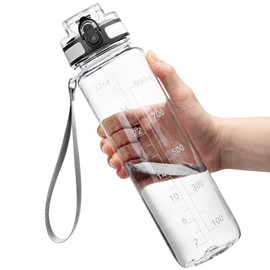 OLDLEY Water Bottle, 32oz Motivational Sports Water Bottle with Time Marker - Times to Drink - Tritan, BPA Free, Wide Mouth Leakproof, Anniversary Birthday Gifts for Men Women, Capacity Clear