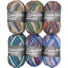 Comfort Comfort Colour Sock Wool 4-Ply Colour Set 6 x 100 g 420 m Length 100 g Multi-Coloured Gradient Set 08