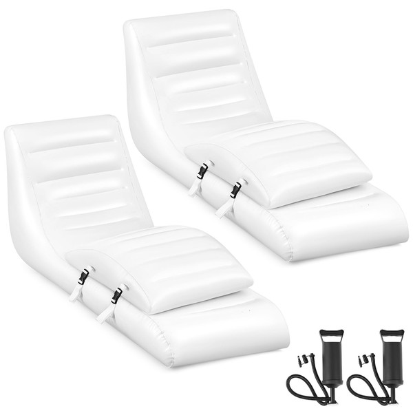 Juexica 2 Pcs Inflatable Pool Recliner Lounge Chairs for Adult,