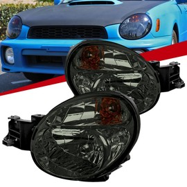 Carpartsinnovate Fits 02-03 Subaru WRX Black Smoke Headlights Lamps Replacement Set