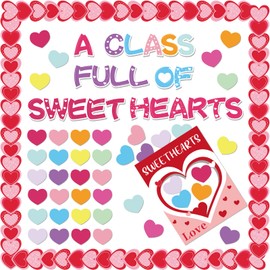 Valentine's Day Love Heart Bulletin Board Classroom Decorations A Class Full of Sweethearts Themed Cut-Outs Pink Hearts Bulletin Border Party Supplies Schol Clasroom Wall Door Decor