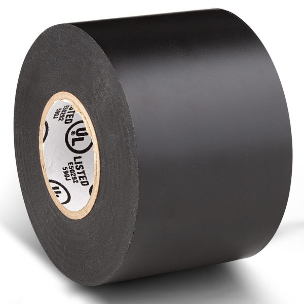 Premium Quality Electrical Tape • 2 in Wide • 66 ft Long • Flame Retardant Vinyl • 7 mil Thick • Black