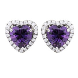 Navachi 925 Sterling Silver 18k White Gold Plated 4.5ct Heart Amethyst Az9427 Stud Earrings