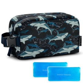 Choco Mocha Small insulated Snack Bag Kids Freezer Snack Bags Small Cooler Bag for Kids, School Insulated Lunch Bags, Shark Blue