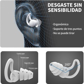 NINOMO Juego de 3 Tapones de Silicona, Tapones para Dormir Reutilizables, Cuádruple Reducción Física del Ruido 40 dB, Ideal para Estudiar, Dormir, Nadar, Viajar Coche, Obras y Otros Entornos Ruidosos.