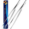 JETKONG 2 Pieces Extra-Long Tweezer Tongs 12-Inch Stainless Steel Tweezers Chef Tweezers