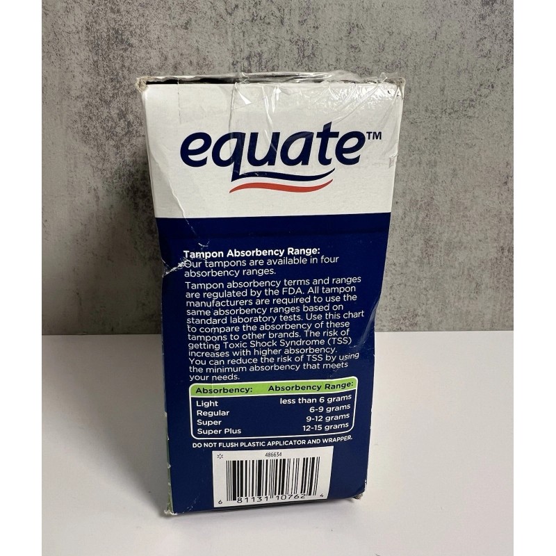 Equate Super Premium Plastic Applicator Tampons 36 Count - Damaged