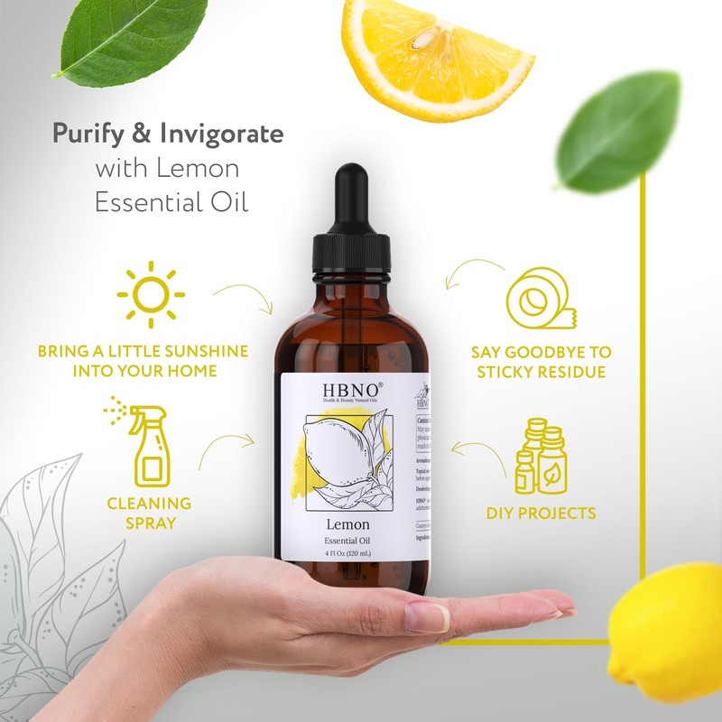 HBNO California Bottled Lemon Essential Oil 4 fl oz (120ml)