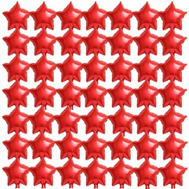 50Pcs 10" Foil Star Balloons, Five-pointed Star Mylar Balloons for Baby Shower, Gender Reveal, Wedding, birthday or Engagement Party Decoration (Red)