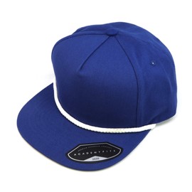 AcademyFits 6 Panel Golf Rope Adjustable Snapback Flat Visor Structured #2035 (Royal/White Rope (2035))