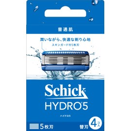 Schick Hydro Hydro 5 Basic Blade Refill (4-Pack) with Skin Guard, 5 Blades, Blue, 4 Pieces (x 1)