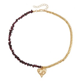 MarveBard Colorful Natural Quartz Choker Necklaces Unique Gold Heart Pendant Necklace Bohemian Crystal Layered Choker Necklace Colorful Beaded Choker Statement Necklace Summer Beach Party Jewelry