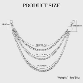 VZZNN 2 Pieces Belt Chain Multi-Layer Y2k Accessories Hip Hop Pants Chain, Wallet Chain Goth Accessories Jean Chains Star Accessories Punk Accessories Pocket Chain for Men and Women