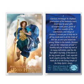 THE SAINTS COLLECTION Set of 20 Laminated Catholic Prayer Cards - Archangel Raphael