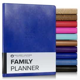 Gallery Leather Family Planner 2026 for moms, Elegantly Bound Calendar Planner and Notebook with Stylish White Page Edges, 18 Months - Acadia Malibu - 9 x 7 "
