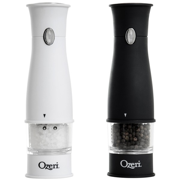 Ozeri BPA Free Artesio Electric Salt and Pepper Grinder Set, White/Black