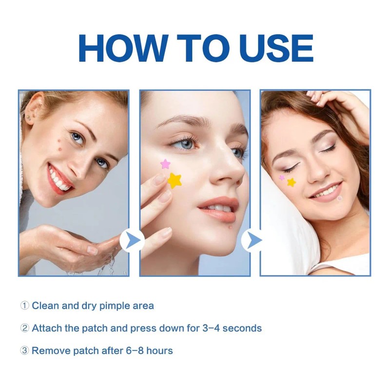 🔥 Parches invisibles star anti acne mxekuioxx 280pzs forma estrella
