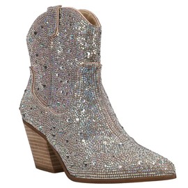 Matisse Women's Harlow Snip Toe Fashion Cowboy Boots, Clear Rhinestone, 8.5