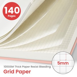 Taja Graph Spiral Journal Notebook for Women & Men, 140 Pages, Graph Paper Hardcover Notebook for Planning & Tracking, Journals for Graphing, A5(6"x8") - Pink